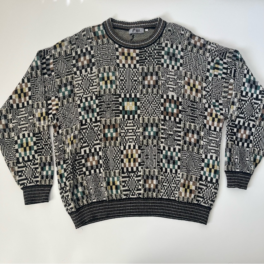 Vtg Fiii multicolor Coogi Style Cosby Crewneck Sweater Made in Italy XL